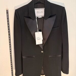 NWT Redemption Italian Satin Peak Lapel Tuxedo Blazer SlimFit Black 42/Old Money